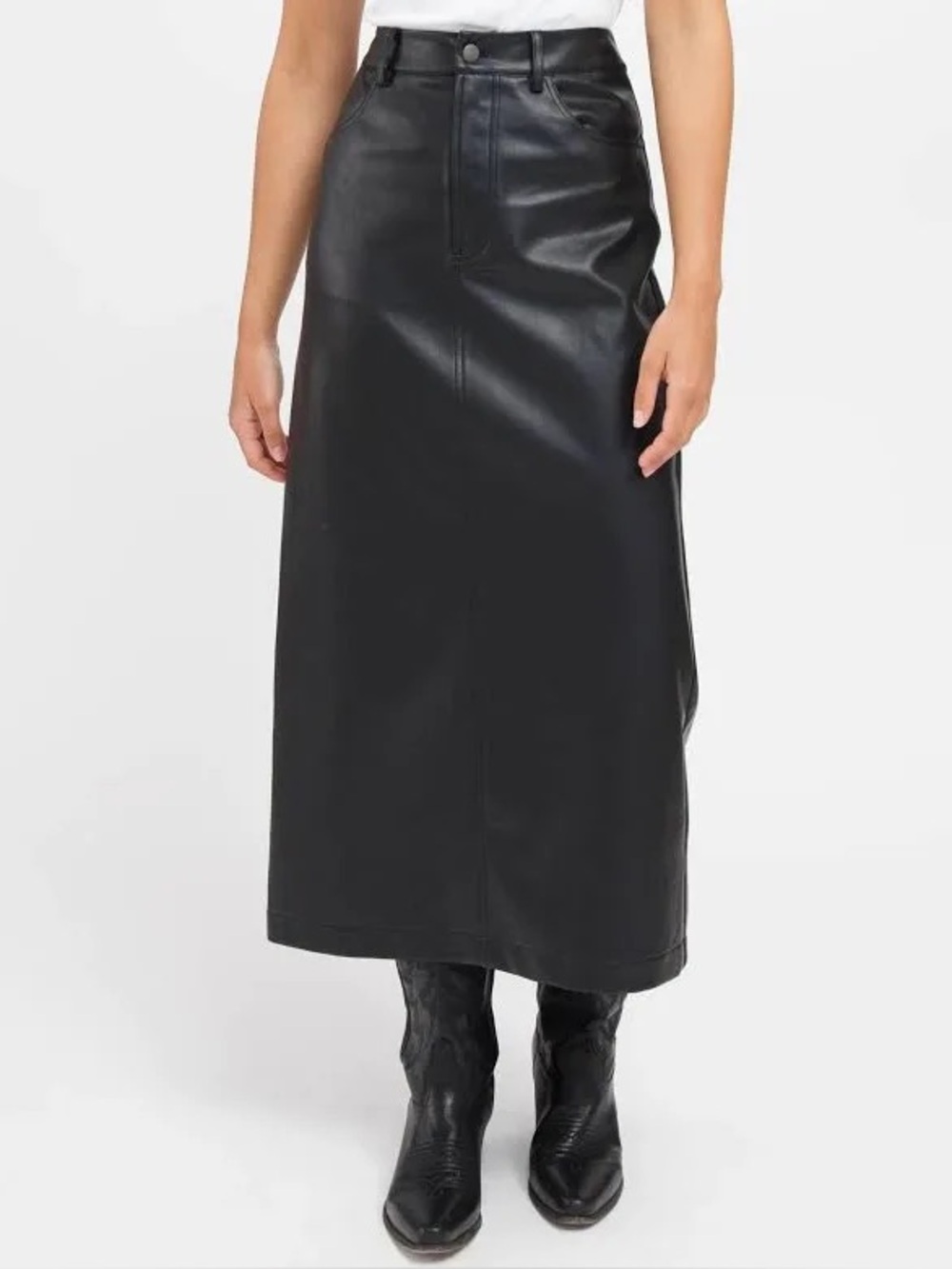 Brunette the Label Janis Vegan Leather Midi Skirt